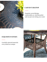 Meubles de patio de jardin extérieur avec foyer Chaises de table rondes en aluminium 6 places Ensembles de tables de barbecue de jardin imperméables