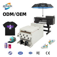 Printer Transfer Film Langsung ke Kain ZONSON Otomatis DTF Ink Garansi 1 Tahun CMYKW 5 Warna A3 untuk Pencetakan Kaos