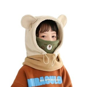 Gorro de felpa para niños con bufanda, conjunto de invierno cálido de forro polar con orejeras para niños y niñas de 1 a 6 años, beige, verde, rosa - Product Image 5