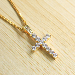 C & J Spot supply hip hop baru zircon liontin salib batu klub malam kalung pria - Product Image 3