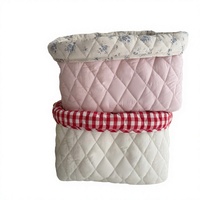 Panier de rangement cosmétique ouvert en coton matelassé géométrique, grande capacité, organisateur de bureau, couleur personnalisée