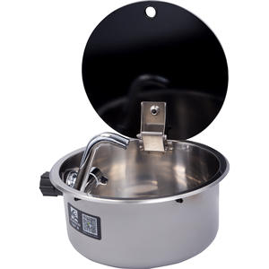 Couvercle de casserole en acier inoxydable et verre trempé GR-531C avec évier 340*150mm Accessoire intérieur pour camping-cars et yachts - Product Image 1