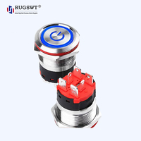 Bouton-poussoir momentané en acier inoxydable de 22 mm avec anneau LED et câble flexible, large application pour machines industrielles