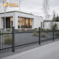 Panneau de clôture en aluminium soudé à pointe d'hameçon, thermolaqué noir, ornemental, pour jardin, allée, intimité et sécurité, Europe