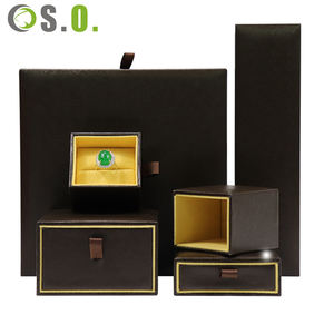 <b>Black</b> Jewelry Packaging Gift <b>Box</b> High Quality Square Custom Logo Imitation PU Leather <b>Cardboard</b> Jewelry <b>Box</b> - Product Image 1