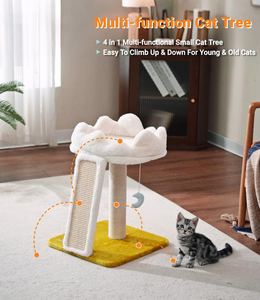 <b>Cat</b> Tree, Cloud <b>Cat</b> <b>Tower</b> with Soft Bed, <b>Cat</b> <b>Scratching</b> Post & Pad with Larger Perch for Window Viewing, with Cute Toys - Product Image 2