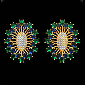 Ensemble de <span class=keywords><strong>bijoux</strong></span> de <span class=keywords><strong>luxe</strong></span> en gros 4 pièces plaqué or, motif nid d'abeille, collier, boucles d'oreilles, bague, bracelet, accessoires de mariage en zircon et fleurs - Product Image 5