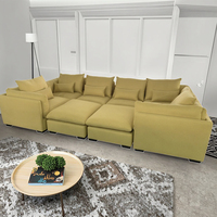 Conjunto de Sofás Seccionales Modulares de Tela, Diseño Súper Cómodo, Estructura de Madera Sólida, Combinación Libre para Muebles de Sala