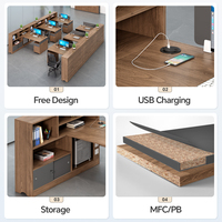 Muebles de Oficina Modulares Premium OEM, Escritorio Ejecutivo de Lujo Estilo Vintage en Venta, Divisiones de Oficina de Madera