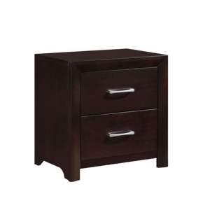 DB Contemporary Design Espresso Finish 1pc <b>Nightstand</b> with Silver Tone Pulls Bedroom Furniture with Drawers - Product Image 2