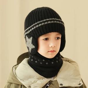 Enfants hiver chaud en peluche tricoté casquettes Benines chapeau et écharpe ensemble enfants garçons 3-8 Y extérieur Protection des oreilles Skullies chapeau - Product Image 3