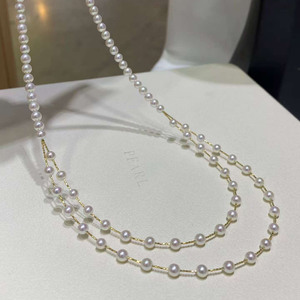 Collar de Perlas de Plata de Ley 925, Perlas de Agua Dulce Aurora de 4 mm, Estilo Ak, Cadena Delicada - Product Image 1
