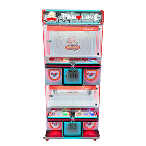 Nueva Máquina Recreativa Comercial <span class=keywords><strong>de</strong></span> Grúa <span class=keywords><strong>de</strong></span> Garras Rosa para 4 Jugadores, Operada con Monedas, Estilo Gachapon <span class=keywords><strong>de</strong></span> Dos Niveles - Product Image 1