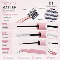 Kit DIY de Cils en Grappes Effet Œil de Chat Réutilisables Synthétiques 3D 5D Volume Moelleux Extensions de Cils à Domicile Cils Individuels Segmentés pour Salon