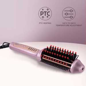 Plancha de Pelo Winningstar con Calentamiento PTC, Cepillo de Cerámica, Ajustes de Calor Regulables, Color Rosa, 50W, Cepillo Eléctrico para el Cabello - Product Image 4