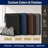 Binder Kartu Trading 9 Kantong Tahan Air dengan Ritsleting, Album Kartu Kulit PU 9 Grid, Halaman PP, Pengisian Samping, 900 Kartu Koleksi TCG