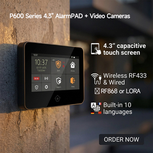 Nouvel alarme de sécurité domestique P600s avec écran tactile 4,3 pouces, caméras vidéo, système d'alarme intelligent Tuya WiFi GSM alimenté par batterie - Product Image 1
