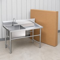 Évier commercial en acier inoxydable 304 à cuve unique avec protection anti-éclaboussures, revêtement autonettoyant, résistant à la corrosion, garantie 3 ans