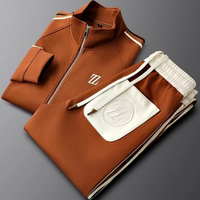 Ensemble de survêtement sport deux pièces tendance pour homme, nouvelle collection automne-hiver, col montant, sweat-shirt décontracté à manches longues brodé