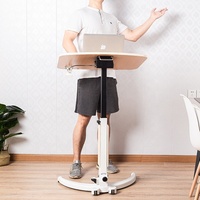 Soporte ergonómico de altura ajustable para oficina, elevador de escritorio neumático móvil, soporte de pie para ordenador portátil, carro rodante