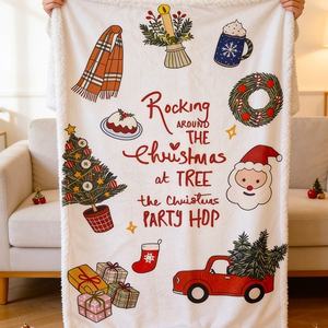 Manta de Franela de Lana de Leche Navideña, de Doble Cara, con Estampado de Terciopelo, Personalizable, para la Oficina, para <span class=keywords><strong>Siesta</strong></span>, para Regalo, para Sofá - Product Image 5