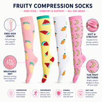Chaussettes de compression imprimées aux motifs fruités, unisexes, hautes jusqu'aux genoux, chaussettes de soutien pour la course à pied, le cyclisme, l'entraînement et les voyages
