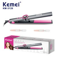 Lisseur de cheveux Kemei Km-3126 pour femmes, 50W, céramique PTC, chauffe rapide, températures multiples, cordon d'alimentation rotatif, prise EU, fournisseur de fer à friser pour femmes