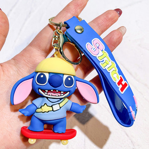 3D Kawaii Anime Keychain đồ chơi dễ thương cao su sáng tạo phim hoạt hình Lilo và khâu Keychain Xe ba lô mặt dây chuyền Keyring bán buôn - Product Image 6
