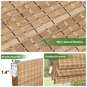 Sinsbest No Drill Sin herramientas Bambú Roman Shades, Oscurecimiento de la habitación Natural Inalámbrico, Protección UV Fácil de instalar Dormitorio <span class=keywords><strong>Cocina</strong></span> - Product Image 4