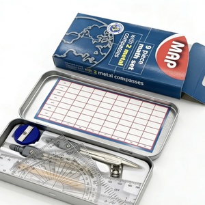 Juego de Matemáticas de 9 Piezas de Alta Calidad, en Caja Metálica con Diseño de Mapa, Muy Popular - Product Image 2