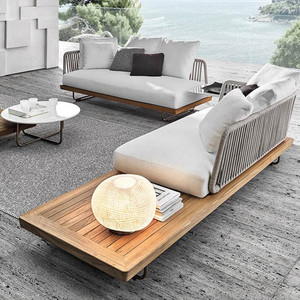 Sofá de Exterior con Protección Solar, Impermeable, de Ratán y Teca, de 3 Plazas, para Terraza, Juego de Muebles de Madera Maciza para Jardín con Mesa de Centro, Personalizable, China - Product Image 6
