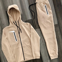 Ensemble de survêtement de sport uni noir de haute qualité pour hommes, idéal pour l'entraînement et la personnalisation