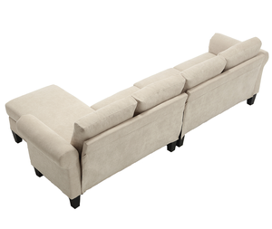 Convertible U-Shape Sectional <b>Sofa</b> Set with Storage Four-seater Modern Polyester Fabric for Hotel & Villa Living Rooms - Product Image 4