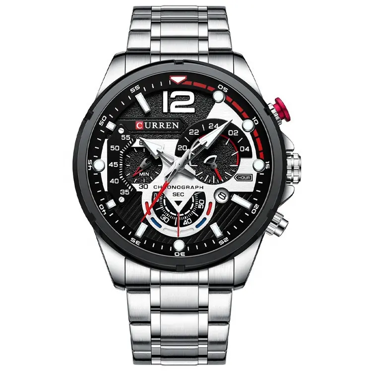 브랜드 새로운 CURREN 8395 석영 손목 시계 남성 날짜 표시 시계 스테인레스 스틸 방수 패션 디자인 남성 손목 시계
