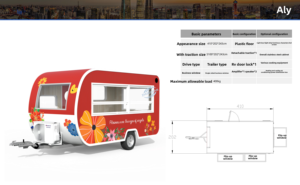 Towable Trailer Food Cart Floral Style Single Side Service Window Mobile Street Snack <b>Vending</b> Trailer With Air Conditioner - Product Image 2
