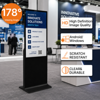 Señalización Digital Interior 2K/4K de 32-65 Pulgadas 178 °   Base Móvil para Pantalla Táctil Delgada de 4 mm con Ángulo de Visión Amplio y Funcionamiento Continuo 24/7