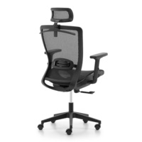 Chaise de bureau ergonomique à dossier haut en maille avec accoudoirs fixes, appui-tête fixe, soutien lombaire dynamique et pivotante pour l'école