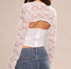 <span class=keywords><strong>Transparent</strong></span> <span class=keywords><strong>Noir</strong></span> À Manches Longues Ultra-Mince Lingerie Femme De Luxe Broderie Florale <span class=keywords><strong>Noir</strong></span> <span class=keywords><strong>Corset</strong></span> De Mujer - Product Image 4