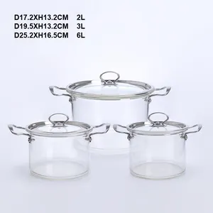 2L 3L 6L high borosilicate heat resistant glass cooking pot