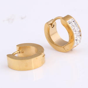 DAICY Vente en gros <span class=keywords><strong>pas</strong></span> chère Boucles <span class=keywords><strong>d</strong></span>'oreilles créoles petites en acier inoxydable, style punk, pour hommes et femmes, avec motif poterie et <span class=keywords><strong>diamant</strong></span> - Product Image 2