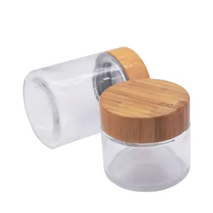 FREE SAMPLES Airtight Sealed Child Proof Bamboo Glass Jar Glass Food Storage Jars Containers With Bamboo Wooden Lid