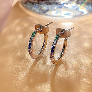 Orecchini a Cerchio con Accenti Colorati, Eleganti Gioielli di Moda per Donna, Accessorio per Uso Quotidiano - Product Image 2