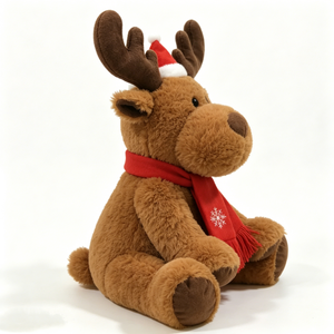 Personaliza un reno de peluche marrón y esponjoso, un reno de peluche suave para sentarse, un lindo reno de peluche navideño. - Product Image 5