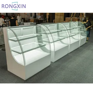 Hot Sale Retail Store Display Shop Fitting Arc Shape Glass Cabinet Display Cabinet Smoke Shop Display Cases with Light