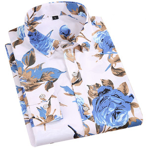 Chemise à imprimé floral décontractée <span class=keywords><strong>pour</strong></span> <span class=keywords><strong>homme</strong></span> adolescent, saison printemps-automne, 100% polyester, chemises à <span class=keywords><strong>fleurs</strong></span> à manches longues <span class=keywords><strong>pour</strong></span> hommes - Product Image 3