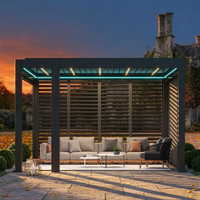 Pergola Intelligente Personnalisée à Commande par Application avec Éclairage LED, Gazebo Motorisé en Aluminium pour Balcon, 100% Étanche, Idéal pour Projets de Villa
