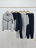 Ensemble de survêtements en molleton technique pour homme, avec sweat à capuche à col extra large, en coton tissé uni, écologique, imprimé par transfert thermique, idéal pour l'hiver