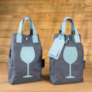 Cá nhân tùy chỉnh tái sử dụng vải bền PU da rượu tàu sân bay Tote Túi Quà Tặng với logo cho hai chai rượu vang - Product Image 5