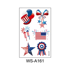 सस्पेंडर्स पर प्रोमोशनल वाटरप्रूफ अमेरिकी ध्वज टैटू, बो टाई, लंबी पार्टी प्रॉप्स ट्यूब मोजे, टैटू स्वतंत्रता दिवस स्टिकर