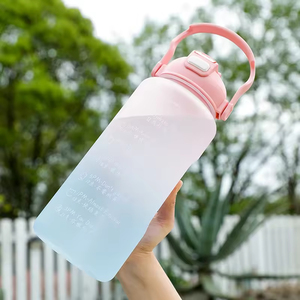 Bouteille d'eau en plastique grande capacité pour sports de plein air, portable, avec marqueur de temps, finition sablée, design original pour étudiants - Product Image 2